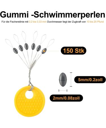 REALURE 150/300 STK Rubber Fishing Stopper - 6-in-1 Oval Pearls for 0.1-0.43mm Line - Ideal Trout Fishing Accessories - Buy Online on GoSupps.com