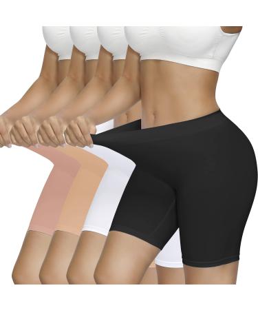 Simiya cycling pants women short 4 Pack high waist short women breathable short cyclist trousers under dress summer black/white/beige/pink l