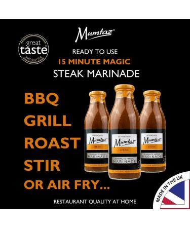 Mumtaz STEAK Marinade Sauce - Pack of 3x500g 15 Minute Magic Marinade Medium Spiced BBQ-Grill-Roast-Stir or Air fry All Natural Ingredients Gluten Free Vegan Friendly. - Buy Online on GoSupps.com