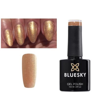 Bluesky GEL NAIL POLISH Light Gold Shimmer Crystal Fine Glitter Shimmer SJ33 Nail UV LED Soak Off 10ml