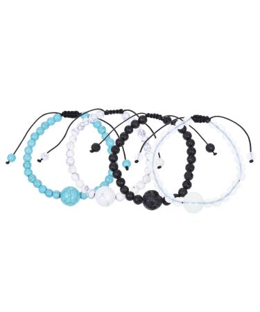 Healeved 4pcs Anti Motion Sickness Bracelet OBX Jewelry Dainty Bracelet Moonstone Bracelet Volcanic Bead Bracelet Car Sickness Morning Sickness Volcanic Rock Anti Nausea Bracelet Wrist