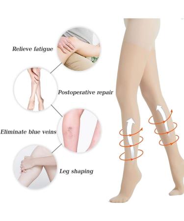 Women's 20-30 mmHg Nurse Compression Pantyhose - Closed Toe Graduated Support for Varicose Veins & Edema - Beige M - Buy Online on GoSupps.com