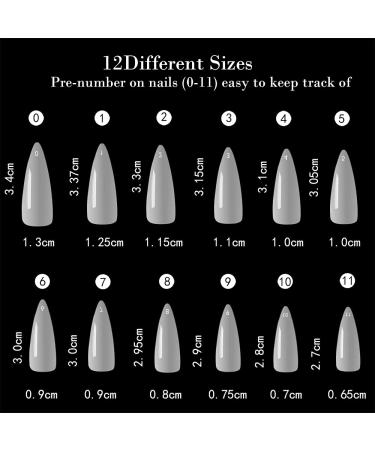 Noverlife 1200PCS Long Almond Shape False Nails | Full Cover Acrylic Nail Tips for Nail Salon Mani-pedi & Nail Art - Natural - Buy Online on GoSupps.com