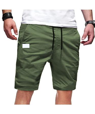 kbndieu Men's Cargo Shorts Multi Pockets Zipper Golf Shorts Drawstring Tactical Summer 5 Inch Shorts Fish Hiking Short Pants #1 Green Medium