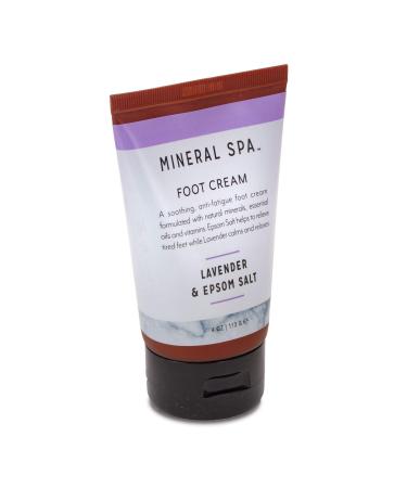 Mineral Spa Lavender & Epsom Salt Foot Cream Lotion Moisturizer - Deeply Moisturizing | Soothes & Heals Dry Cracked Callused Feet & Heels | Softens Rough Skin | Paraben Free & Made in USA (4 ounces)