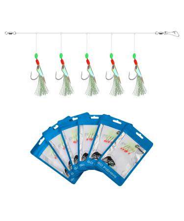 Luroad mackerel feather rigs with bright pearls bionic flying insects bait for mackerel soul axis herring perch 6 pieces fluo - 6 pieces size.12+16+18 - Buy Online on GoSupps.com