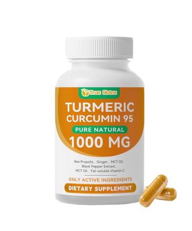 true nutra Turmeric Curcumin Supplement Pure Turmeric Curcumin with 95% Curcuminoids 1000mg Non-GMO 120 Capsules (1PCS)