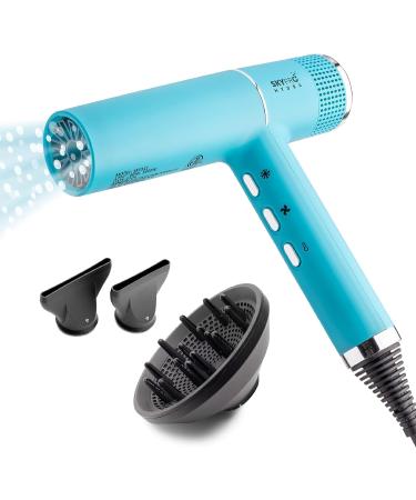 Mini Hair Dryer with Diffuser for Curly Hair | Ultra-Fast Drying & Quiet Hair Dryer | Professional Blow Dryer with 20x Faster Brushless Motor | Small Hair Dryer with Reverse Auto-Clean by SKYPRO