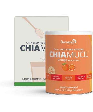 BENEXIA Chiamucil Prebiotic Fiber Supplement Powder Chia Fiber & Chicory Root (Inulin) for Digestive Health & Appetite Control Gluten & Sugar Free Vegan Non-GMO Orange - 80 Servings - Buy Online on GoSupps.com