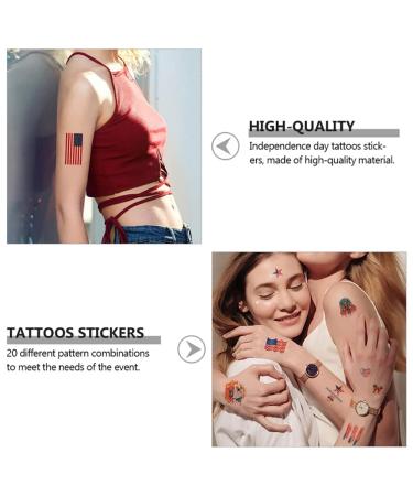 4th of July Temporary Tattoos - 20 Sheets USA Flag Stickers for Independence Day & Memorial Day Decor - Patriotic Theme Party Tattoos - Buy Online on GoSupps.com