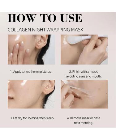 Collagen Night Wrapping Mask Collagen Overnight Face Mask Peel Off Face Masks - Hydrolyzed Collagen Face Masks Skincare for Elasticity & Hydration Tight Skin Reduce Sagging & Dullness - Buy Online on GoSupps.com