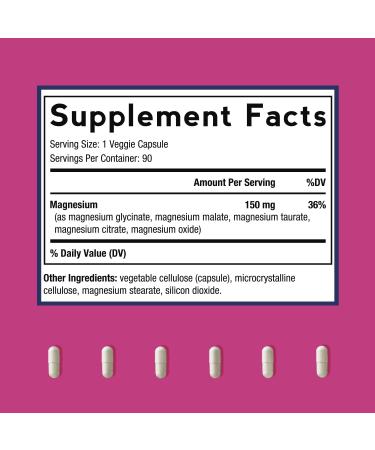 Doctor's Recipes Magnesium Complex | 150mg Elemental Magnesium | 90 Vegan Caps | Muscle, Bone, Heart, Nerve Health | 3 Month Supply - Buy Online on GoSupps.com