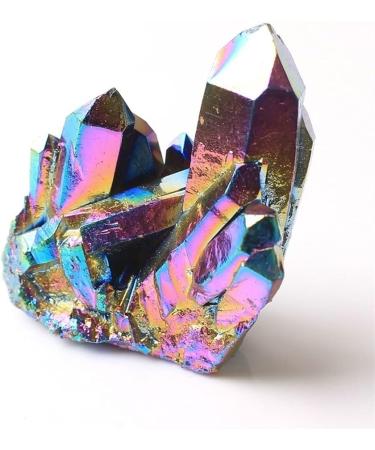 Natural Crystal Rough Natural Quartz Crystal Colorful Cluster Electroplate Colour Cluster Point Specimen Home Decor - Buy Online on GoSupps.com