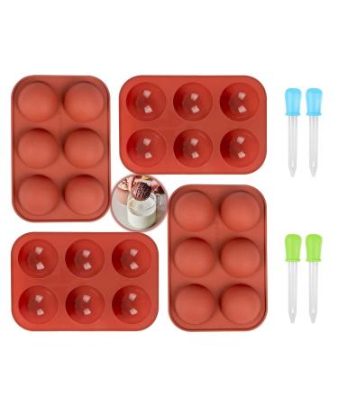 Bestylez 4 Pcs Medium Silicone Molds With 4 Droppers For Hot Chocolate Bombs (aka Cocoa Bombs) 4 pack 6 holes 2 inch