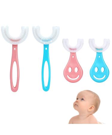 4 Pieces Toothbrush Children U-Shaped Children's Toothbrushes All Rounded 360 Mouth Cleaning Soft Silicone Brush Head for Children from 2 To 6 Years