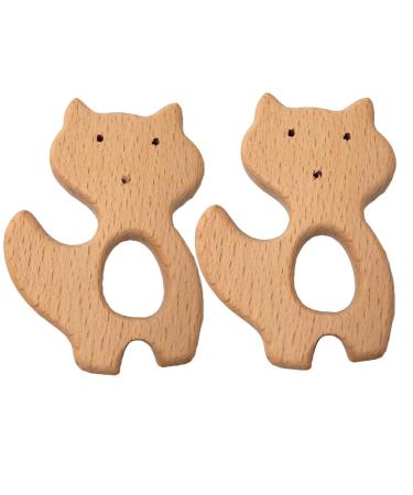 Arakierst 10pcs Organic Wood Fox Teether - Handmade Beech Wooden Animal Shape for DIY Pacifier Chain - Buy Online on GoSupps.com