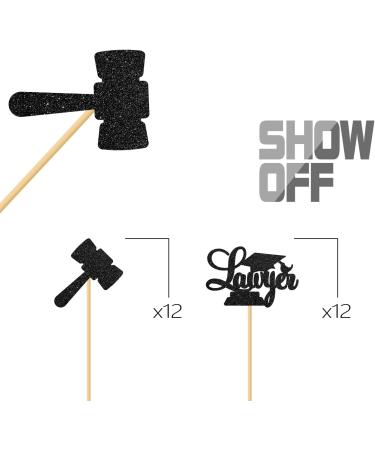 MonMon & Craft Congrats Lawyer Cupcake Toppers/Lawyer Graduation Cupcake Decor/Lawyer up Cupcake Toppers/Law School Graduation Party Cupcake Decorations/Black Glitter 24 Pcs - Buy Online on GoSupps.com
