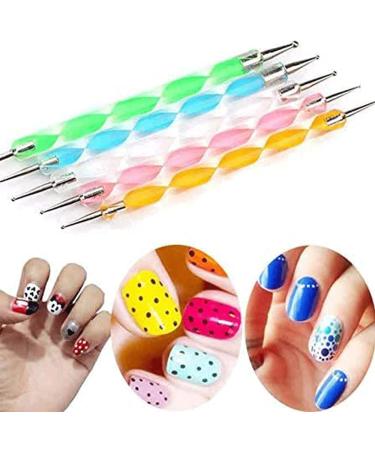 PULABO Deft5X Colorful 2 Way Dotting Pen Tool Nail Art Tip Dot Paint Manicure Kit - Buy Online on GoSupps.com