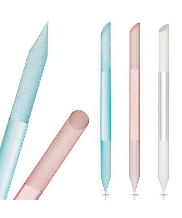 SILPECWEE 3 Pieces Glass Cuticle Pusher Glass Nail File Crystal Glass Cuticle Stick Set Double Sided Cuticle Remover Tool Cuticle Tools for Nails Manicure Pedicure Precision Filing Glass Cuticle Tools/3pcs