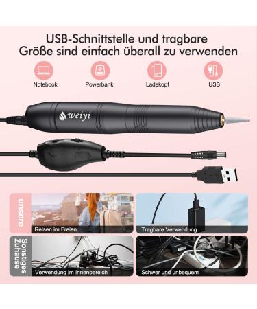Weyi Nail Miller - Electric Nail File for Gel & Acrylic Nails 20 000 RPM USB Adjustable Speed 11-in-1 Manicure Pedicure Set Professional Quality - International Shipping Available - Buy Online on GoSupps.com