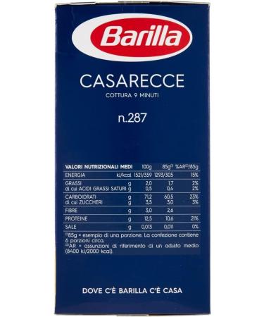  Italian Gourmet E.R. Barilla Casarecce No. 287 Pack of 20 Italian pasta 500g + Italian gourmet polpa 400g - Buy Online on GoSupps.com