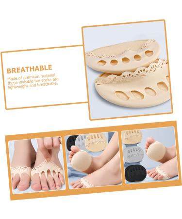 FRCOLOR 12 Pairs Toe Pads Missing Kitten Heels for Elegant Ladies Ladies Heels Soft Socks for Women Invisible Forefoot Socks Half Invisible Socks High Heels Toe Protection Cushion - Buy Online on GoSupps.com