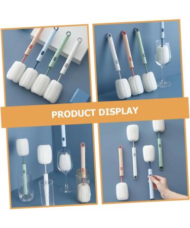 Solustre 4-Piece Sponge Cup Brush Set | Flexible Bottle Cleaning Brushes for Glassware Baby Pots & Milk Cups - Long Handle PP Cleaning Tools - Buy Online on GoSupps.com