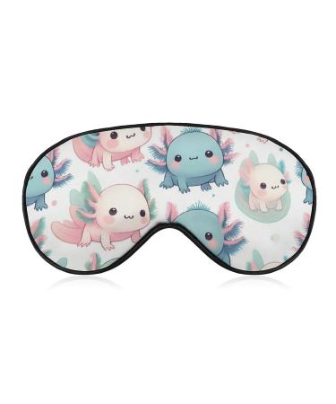 Sleeping Mask Cartoon Axolotl Funny Soft Eye Mask with Adjustable Strap Comfortable Blindfold Eyeshade for Night Sleep