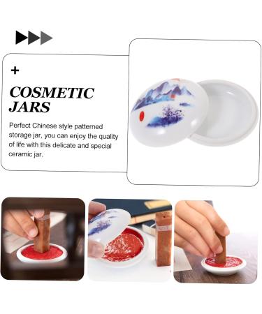 Didiseaon Ink Pad Box Red Paste Ink Ceramics to Paint Craft Ink Pad Travel Jars for Creams Ceramics Cosmetic Containers Travel Containers for Creams White Seal Powder Bottle - Buy Online on GoSupps.com