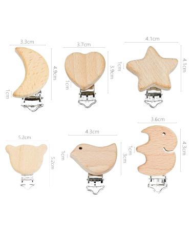 6-Pack Pacifier Clips | Metal & Wood Nuckle Clips for Babies | Infant Pacifier Holders & Chains - Buy Online on GoSupps.com