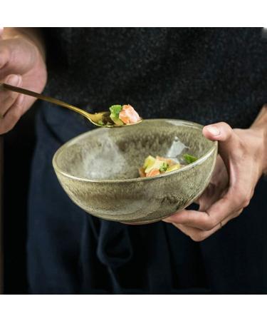 SHAOHUASC Multifunctional European Rice Bowl Ramen Bowl kiln Glaze Snack Bowl Fruit Salad Stoneware Small Bowl Tableware - Buy Online on GoSupps.com