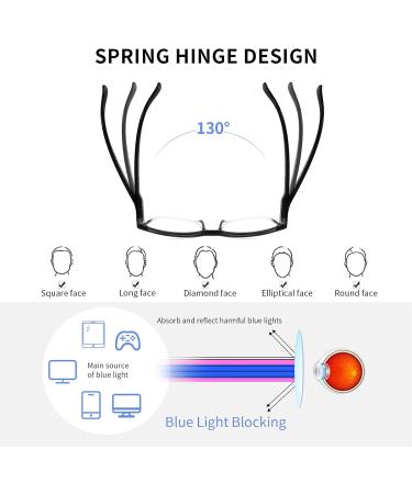 Buy CRGATV 3-Pack Blue Light Blocking Reading Glasses for Men & Women - Rectangle Computer Readers with Spring Hinge Anti-Glare & Eye Strain Relief (+3.0 Magnification) - International Shipping Available - Buy Online on GoSupps.com