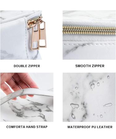MAGEFY 3Pcs Travel Makeup Bags - Waterproof Organizer with Gold Zipper, Marble Toiletry Bags for Women - Buy Online on GoSupps.com
