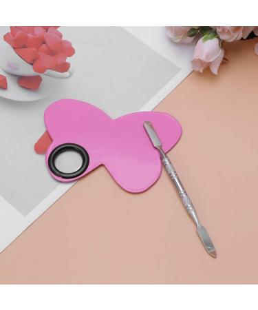 LEORX Butterfly Stainless Steel Makeup Plate with Spatula Tool - Pink - Buy Online on GoSupps.com