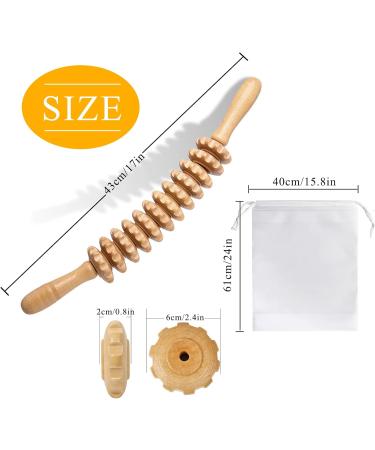 Wooden Fascia Roll & Massage Roller with Handle | Anti-Cellulite Device for Muscle Relaxation & Gua Sha | Beech Wood Body Shaping Tool - Buy Online on GoSupps.com