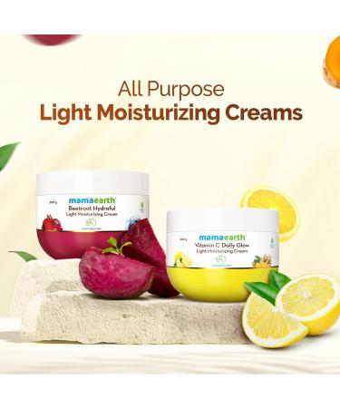 MAMAEARTH Vitamin C Daily Glow Light Moisturizing Cream with Vitamin C & Turmeric 200g | For Face Hand & Body | 24H Moisturization | Quick Absorbing Non-Greasy | Soft Moisturizer - Buy Online on GoSupps.com