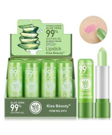 Organic Aloe Vera Moisturizing Lipstick - Color Changing Lip Balm | Long-Lasting Hydration | 12-Piece Set - Buy Online on GoSupps.com
