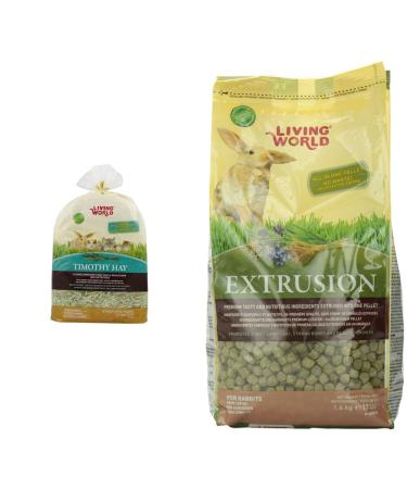 Living World Timothy Hay and Extrusion Rabbit Food (3rd Gen) Bundle Timothy Hay + Rabbit Food