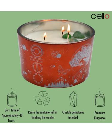 Cello Celestial Large Scented Candle with Aventurine Gemstones - Ideal Astrology Gift for Men and Women - Buy Online on GoSupps.com