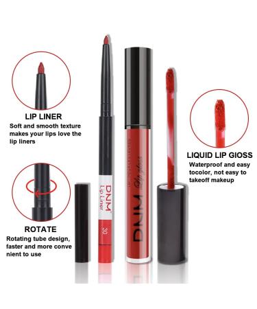 Matte Ruby Red Lip Liner and Lipstick Set | Waterproof Long Lasting Berry-Colored Lip Makeup | High Impact Color | 2pcs Matt Ink Liquid Lips Set - Buy Online on GoSupps.com