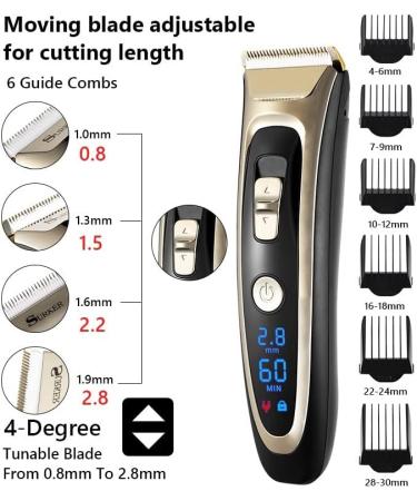 Professional Hair Clippers & Beard Trimmer for Men - Rechargeable Electric Hair Clipper with Adjustable Ceramic Blade - Golden Edition with Box - Buy Online on GoSupps.com