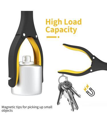 Jellas 2-Pack 32 Inch Grabber Reacher Tool with Magnetic Tip and 360 Rotating Jaw - Shoehorn & Trash Picker for Elderly - Outdoor & Indoor Use - Yellow - Buy Online on GoSupps.com