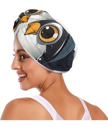 Cartoon Penguin Hair Towel 2 Pack - Super Absorbent Quick Dry Hair Turbans for Women & Girls - Buy Online on GoSupps.com