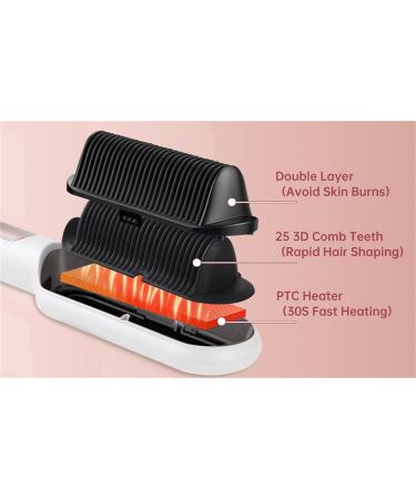 Negative Ionic Hair Straightener Brush - 9 Temp Settings Fast Heating & Auto Shut Off - Anti-Scald Design (White) | Shop Internationally - Buy Online on GoSupps.com