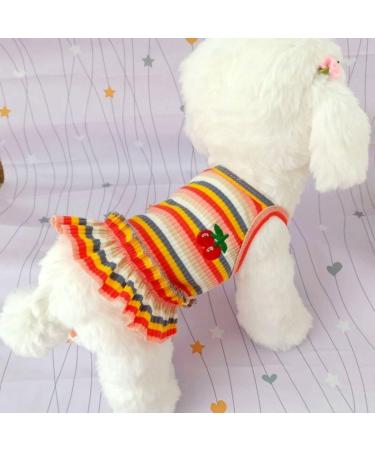 XINGNIAO Dogs Rainbow Stripe Summer Dress - Soft Cotton Doggy Outfits for Small to XXL Breeds - Lightweight & Breathable Litter Dress - Buy Online on GoSupps.com