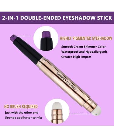 OVIQERKI 12 Color Shimmer Eyeshadow Stick Highlighter Waterproof Pen - Lavender Purple 08 - Buy Online on GoSupps.com