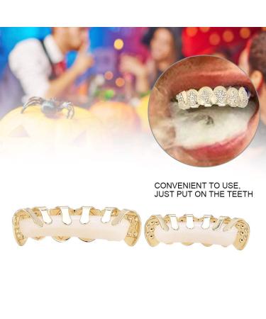 Gold Teeth Grills - Hip Hop Prop Teeth Accessories for Rapper Costume & Cosplay | Gold Plated Decoration - Buy Online on GoSupps.com