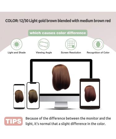 Onpep Honey Brown Bob Wig with Air Bangs - Shoulder Length Heat Resistant Fiber Hair for Women - Buy Online on GoSupps.com