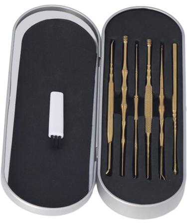 Ear Cleaning Kit Remover Handle Set Case Tool Shaped Stainless Spoon Ear Spoon Set Ear Pick Set Spoon Shaped Stainless Steel Adhesive Removers (Gold) - Buy Online on GoSupps.com