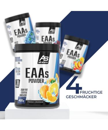 All Stars EAA Powder Strawberry Mango - High Dose 10 000mg EAAs & BCAAs with L-Leucine L-Valine L-Isoleucine - Sugar-Free 420g Supplement | International Shipping - Buy Online on GoSupps.com